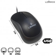 Mouse com Fio USB Óptico Ergonômico Office Lehmox LEY-1514 - Preto Cinza